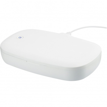 Logotrade Werbeartikel das Foto: Capsule UV Smartphone Sterilisator mit kabellosem 5 W Ladepad